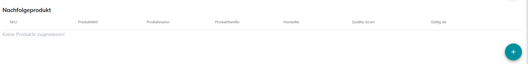 Tabelle für Nachfolgeprodukt am Produkt unter Produktverbindung